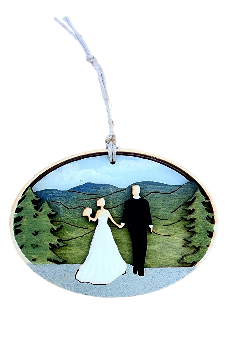 Bride & Groom Mountains Ornament