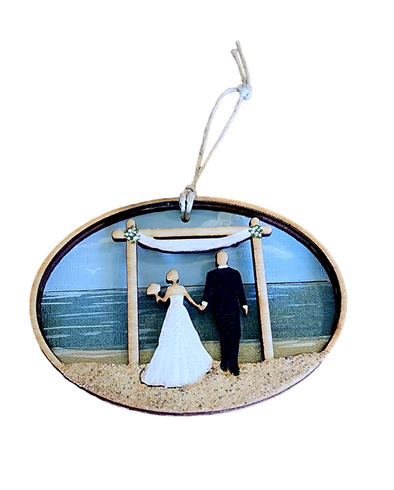 Bride and Groom Beach Ornament