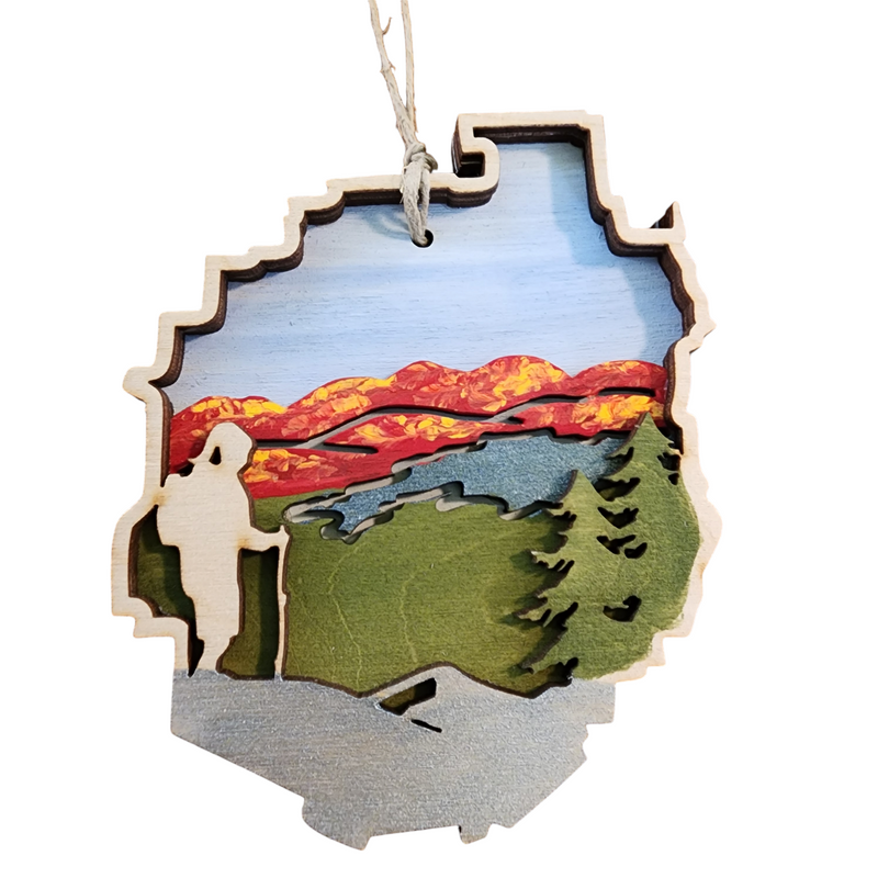 ADK Park with Hiker (fall) Ornament (m/f)