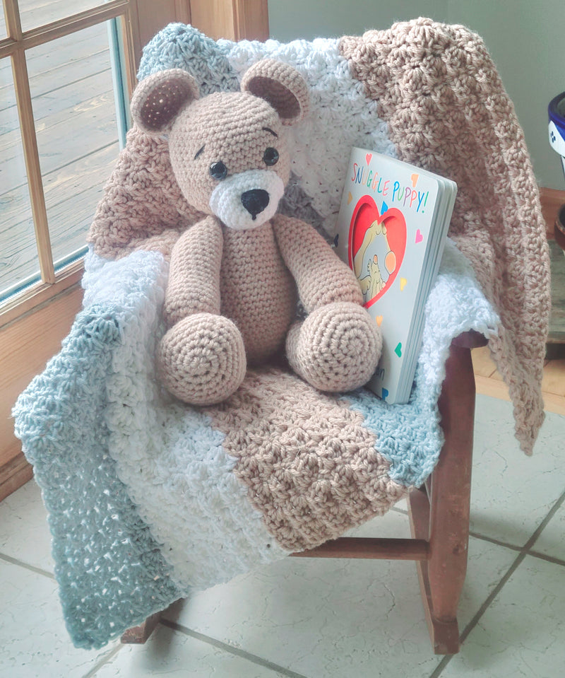 Crocheted Teddy Bear w/Optional Matching Blanket