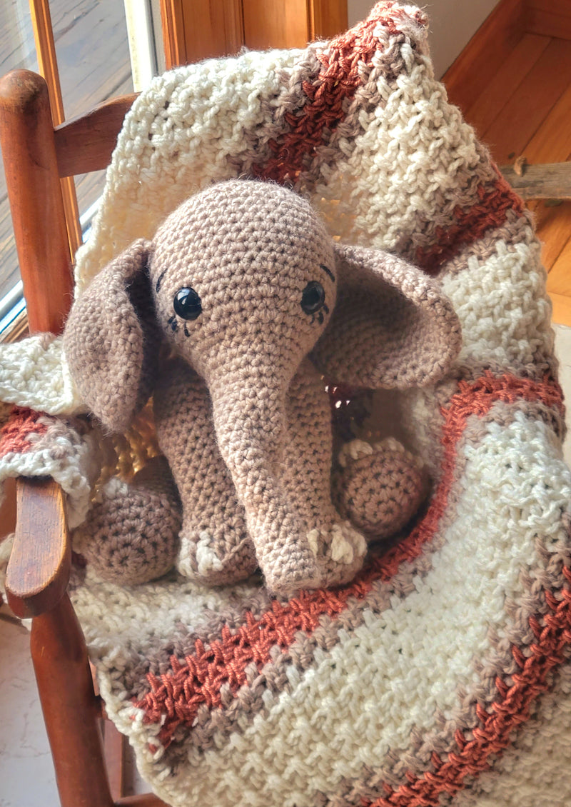 Customizable Crocheted Elephant w/Optional Matching Blanket