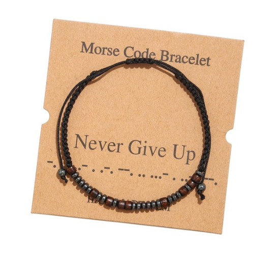 Never Give Up Morse Code Bracelet