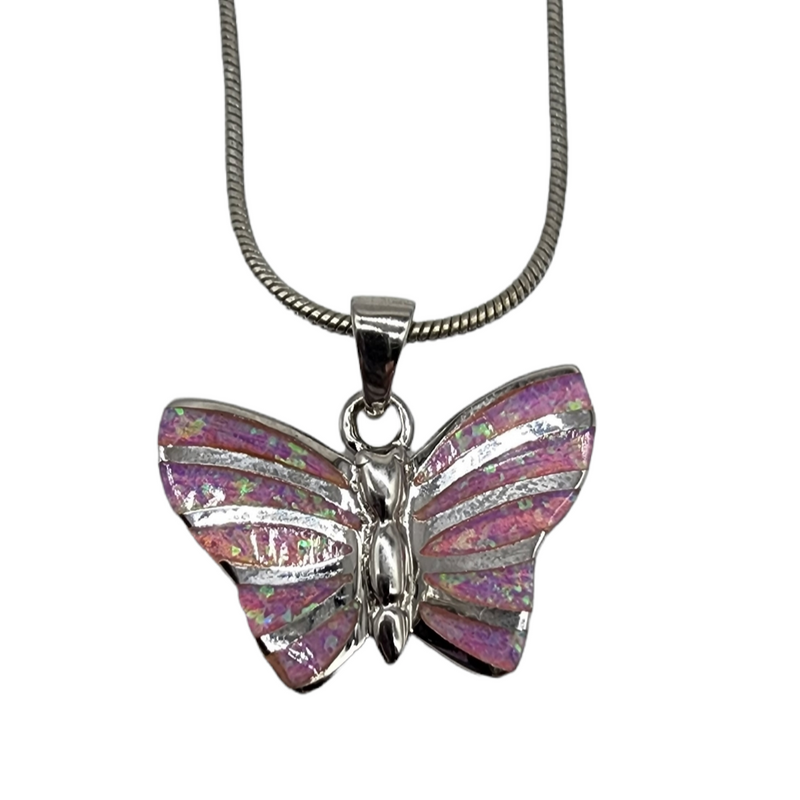 Pink Opal Butterfly Necklace