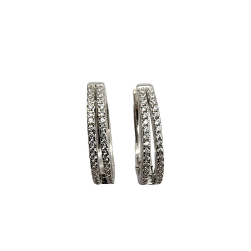 Sterling Silver & CZ Hoop Earrings