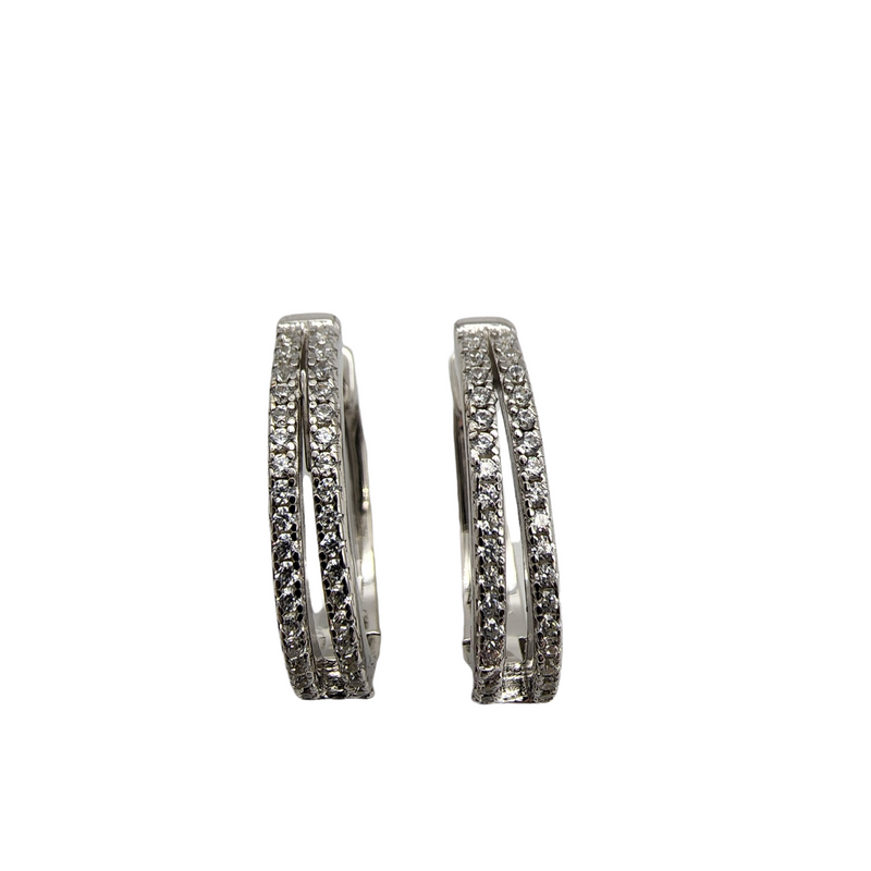 Sterling Silver & CZ Hoop Earrings