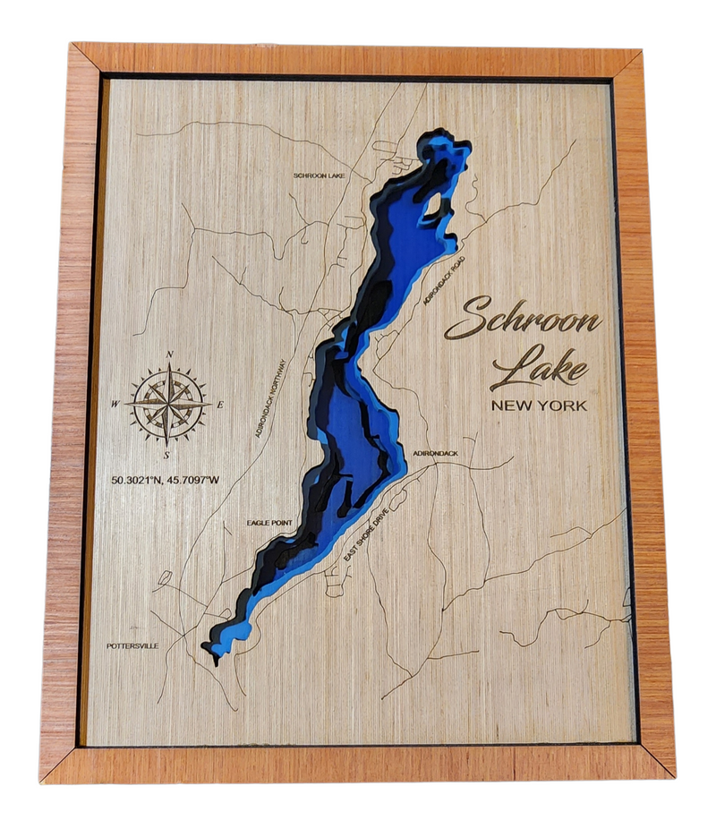 Layered Lake Map Wall Decor