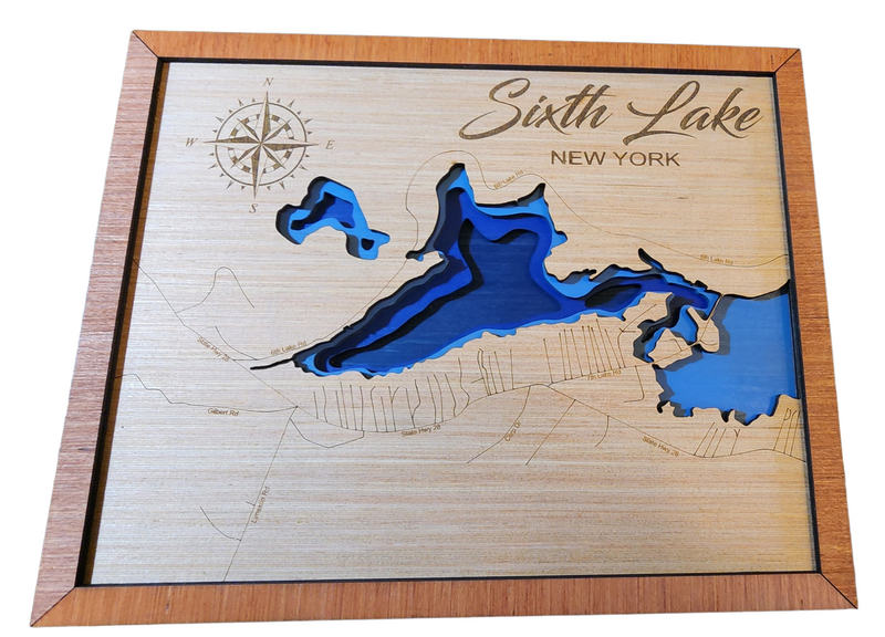 Layered Lake Map Wall Decor