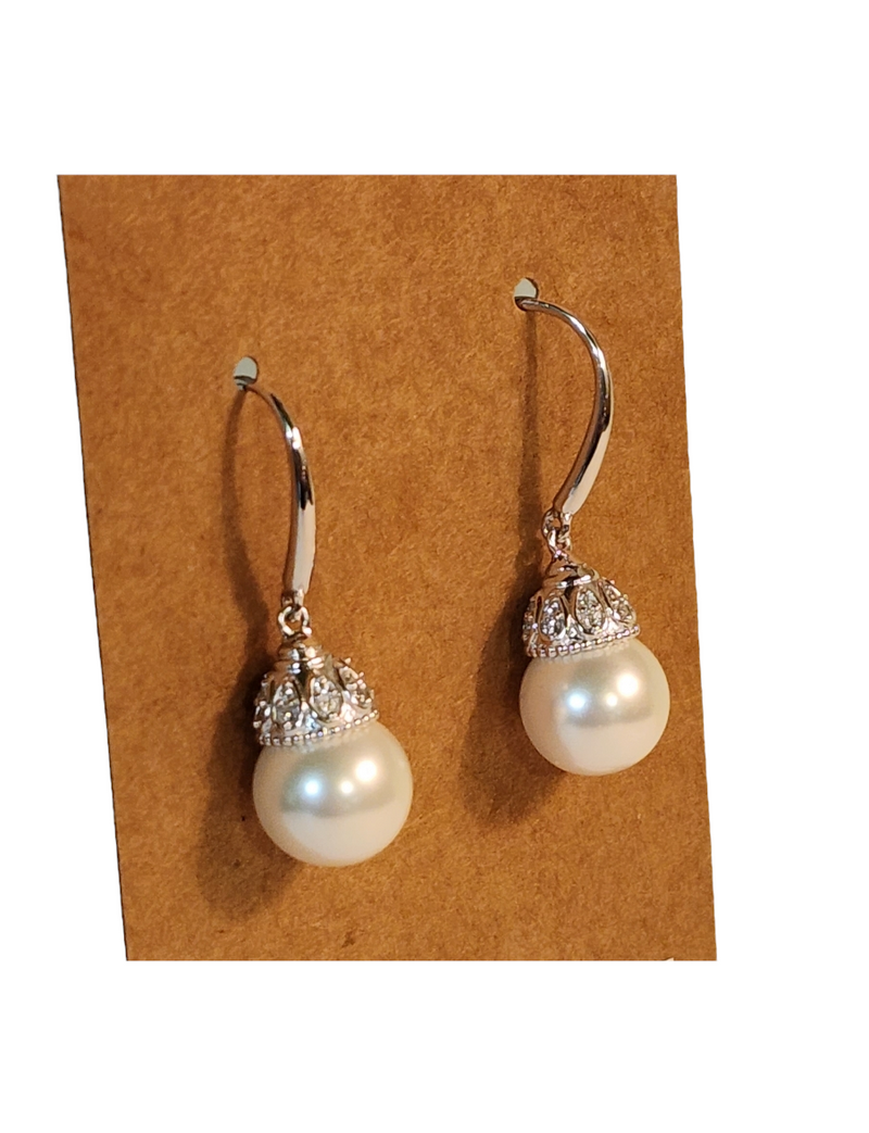 Pearl & CZ Earrings