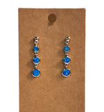 Round Blue Opal Dangle Earrings
