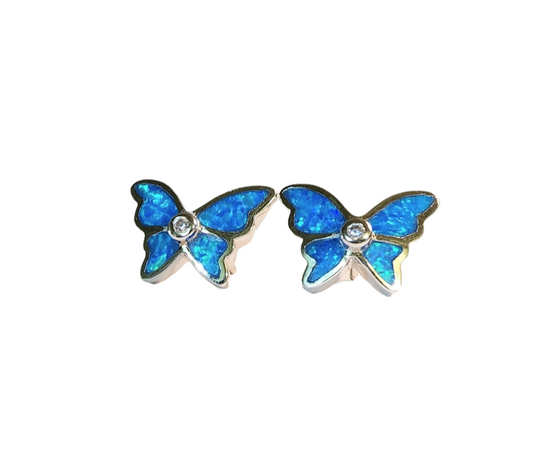 Blue Opal Butterfly Earrings