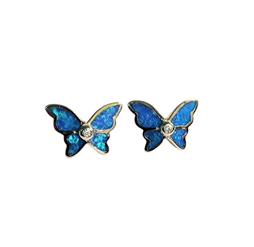 Blue Opal Butterfly Earrings