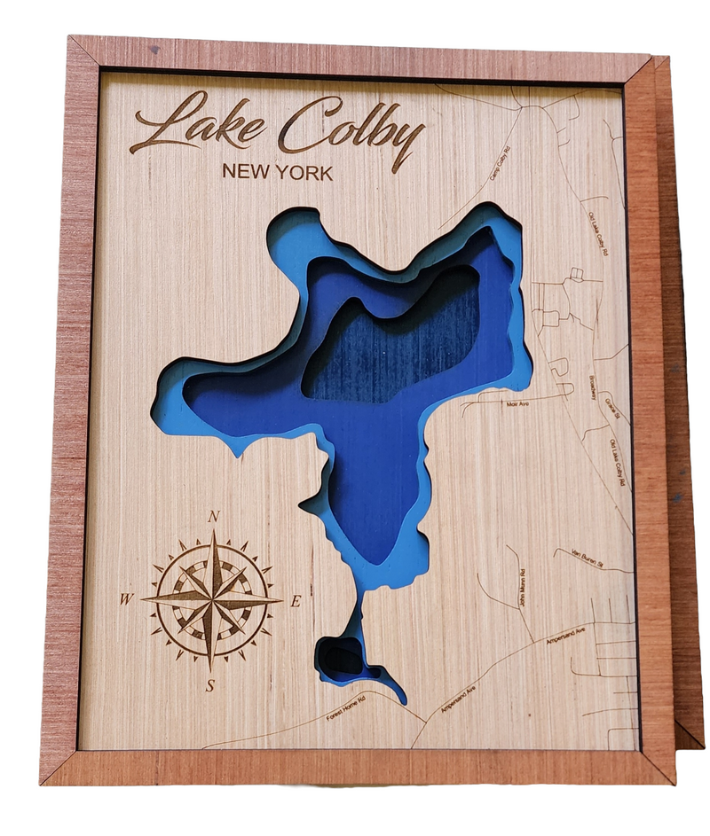 Layered Lake Map Wall Decor