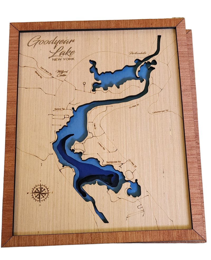 Layered Lake Map Wall Decor