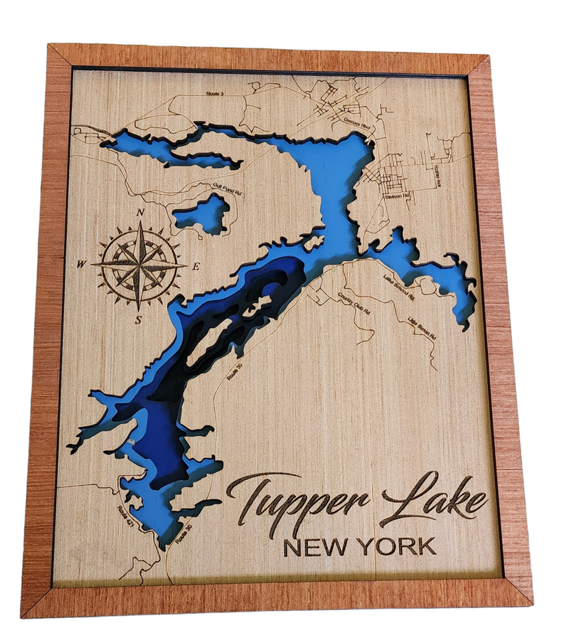 Layered Lake Map Wall Decor