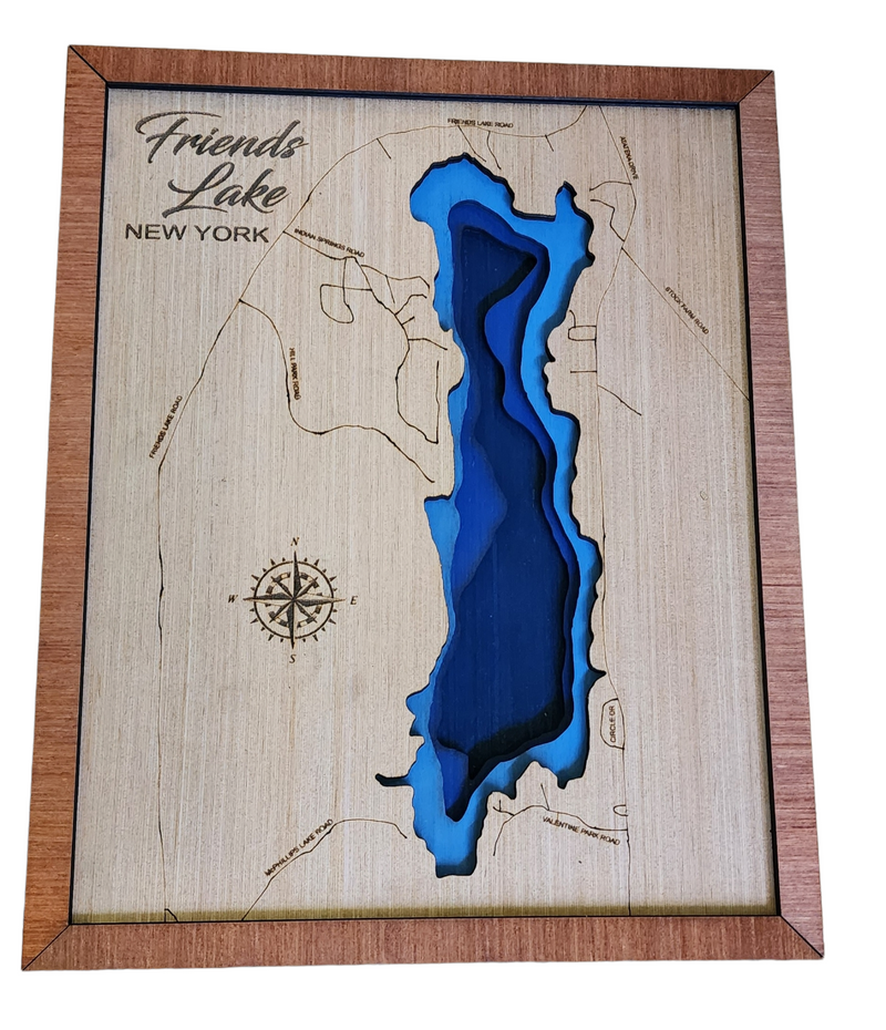 Layered Lake Map Wall Decor