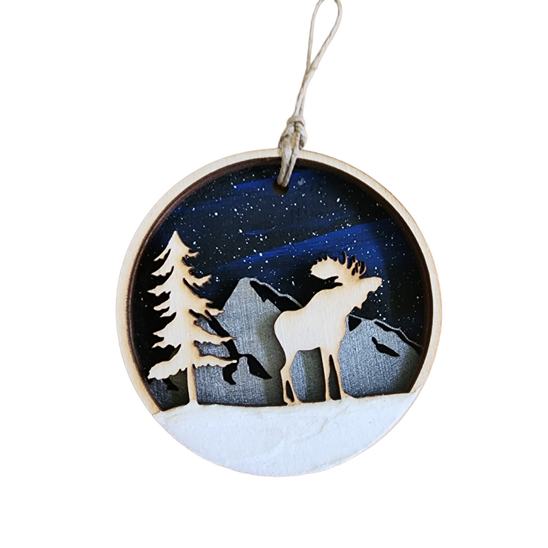 Moose Under the Stars Christmas Ornament
