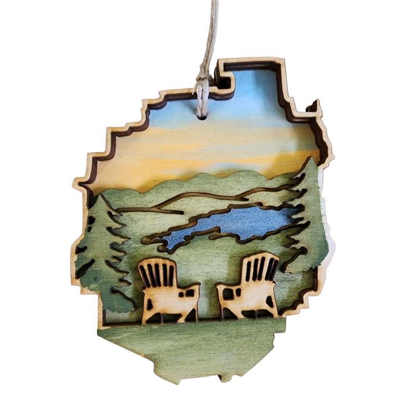 Adirondack Park with Adirondack Chairs Ornament