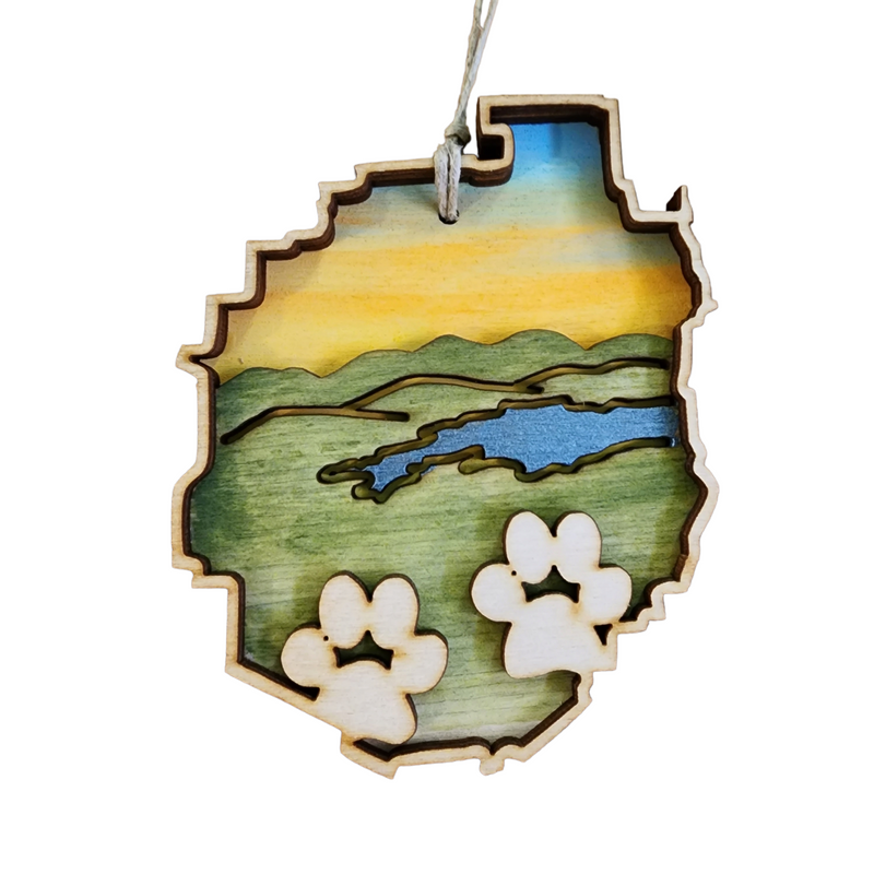 Adirondack Park with Pawprints Ornament