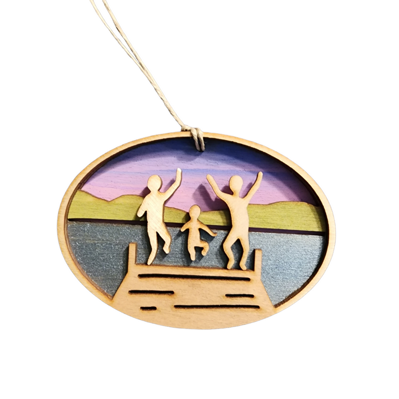 Kids Jumping Off The Dock Ornament
