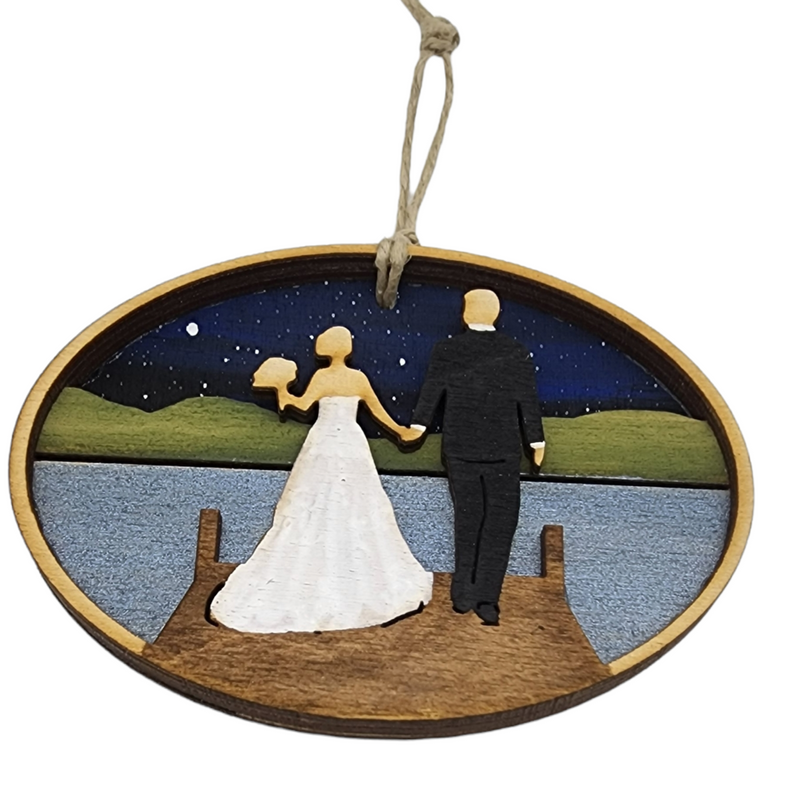 Bride & Groom Lake Ornament