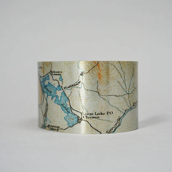 Loon Lake Map Cuff Bracelet