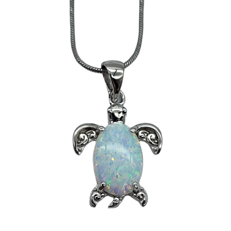 Opal Filigree Sea Turtle Necklace