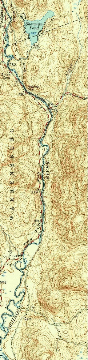 Warrensburg Schroon River Map Cuff Bracelet